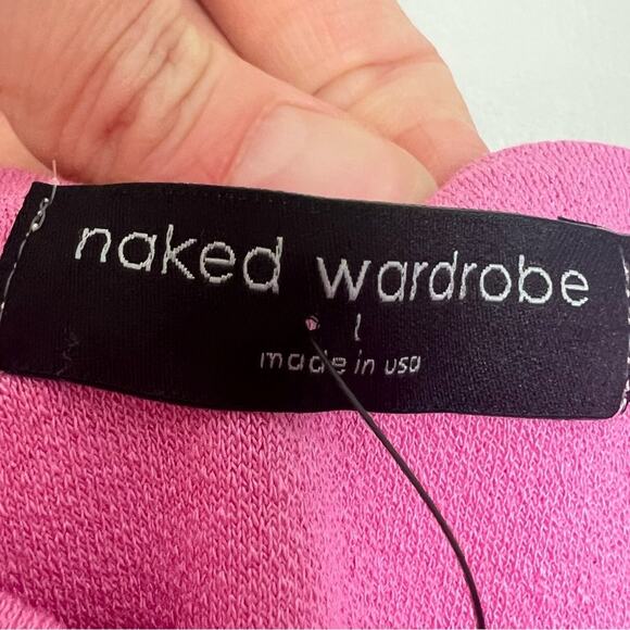 NWT Naked Wardrobe Fine Lines Square Neck Bodysuit Light Pink sz L Snatched - Picture 8 of 8